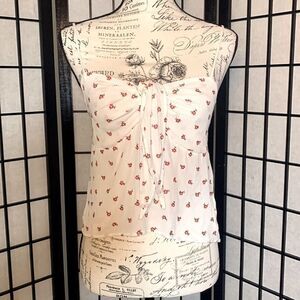 JOHN GALT FLORAL EMBROIDERED BABY DOLL TANK  SIZE OS